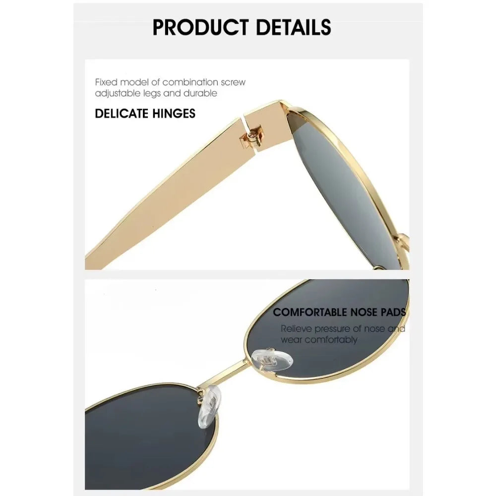 Luxury metal brand men's and women's sunglasses, unisex designer fashion sunglasses, oval shaped unisex fashion glasses
