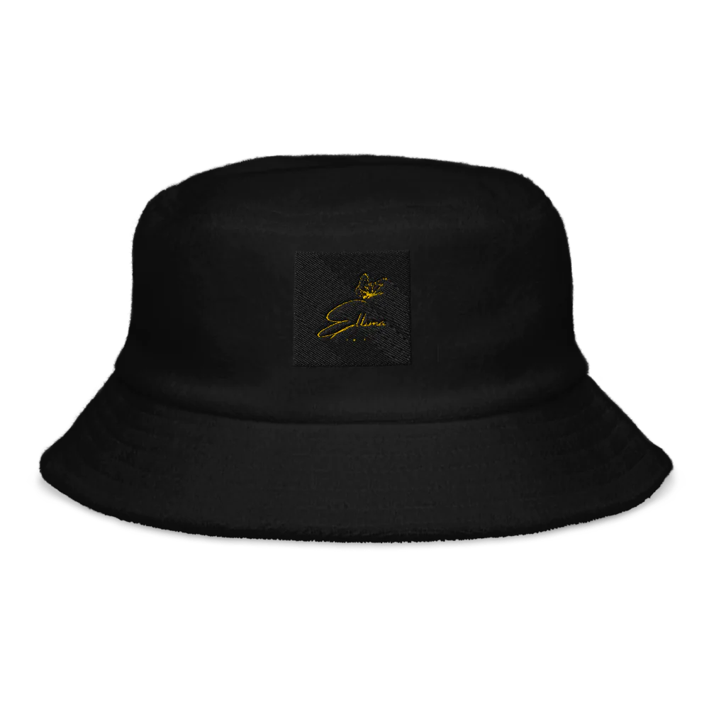 Unstructured Terry Cloth Bucket Hat with Logo