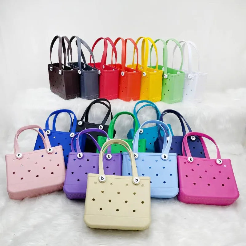 Mini Beach Bag EVA Rubber Waterproof Pool Fashion Outdoor Shoulder Storage Basket Travel Handbag Female Tote Jelly Bogg Bag