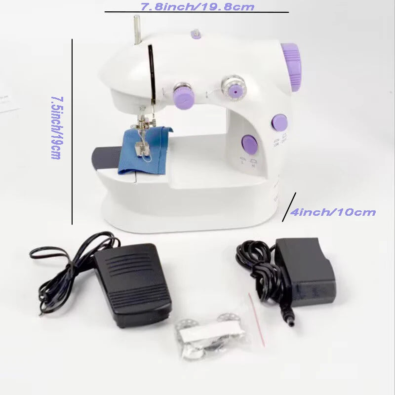Household Sewing Machine Portable Electric Sewing Machines with Light and Speed Control for Beginner DIY Home Sewing Accessories