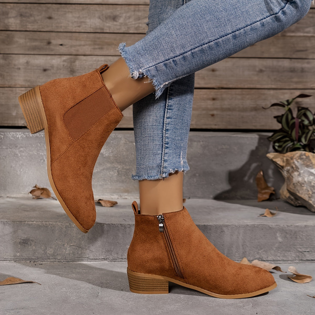 Pointed Toe Ankle Boots with Chunky Heels