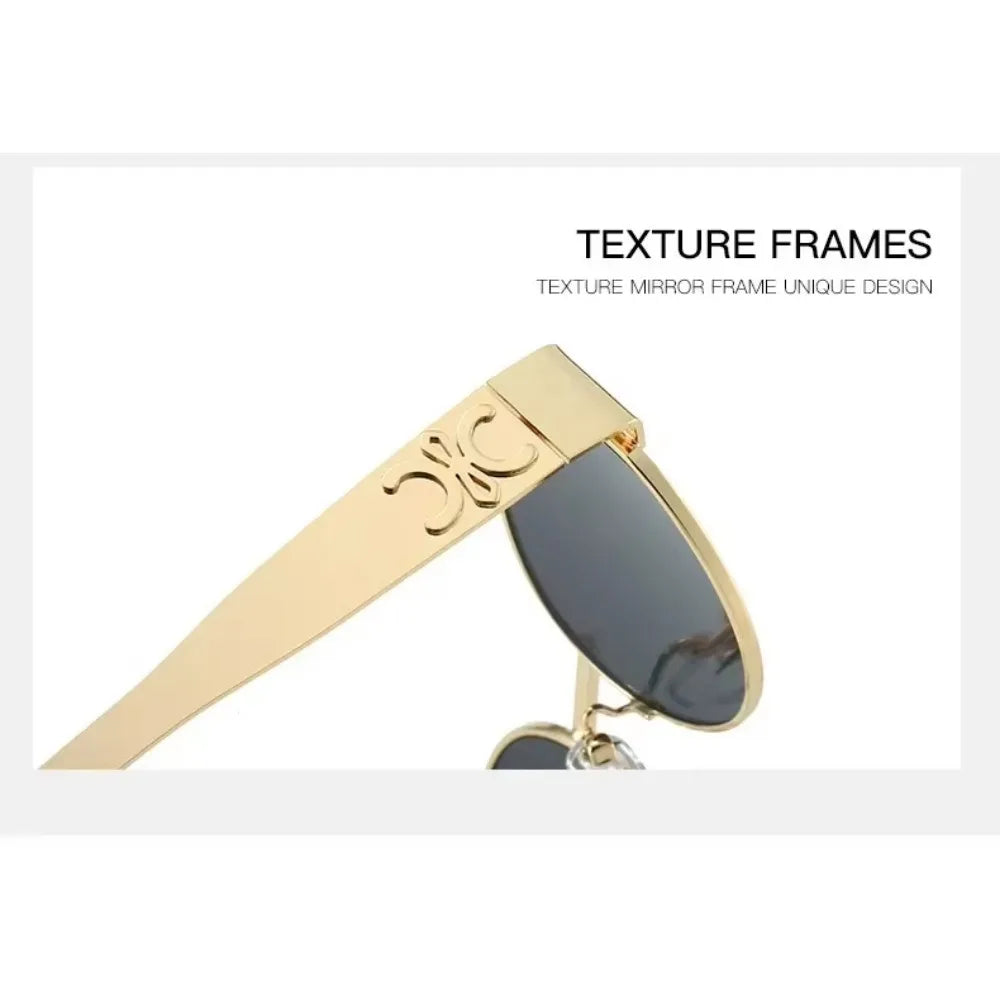 Luxury metal brand men's and women's sunglasses, unisex designer fashion sunglasses, oval shaped unisex fashion glasses