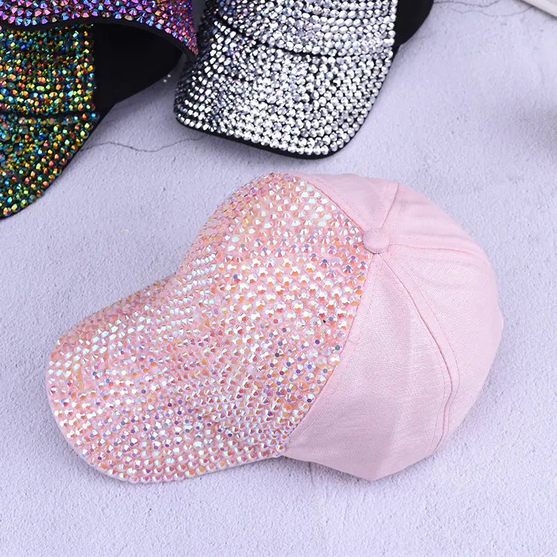 Colorful Diamond-Studded Summer Cap for Women and Men