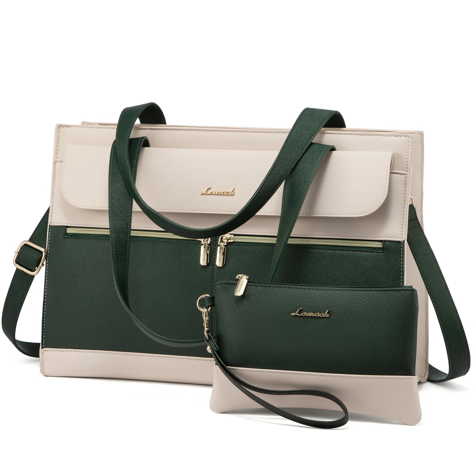 LOVEVOOK PU Leather Computer Briefcase Office Lady Shoulder Tote Handbag Large Capacity Business 15.6 Inch Laptop Bag for Women