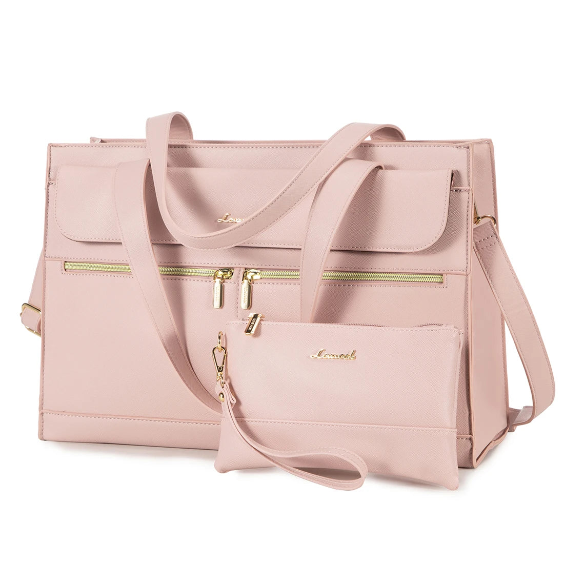 LOVEVOOK PU Leather Computer Briefcase Office Lady Shoulder Tote Handbag Large Capacity Business 15.6 Inch Laptop Bag for Women