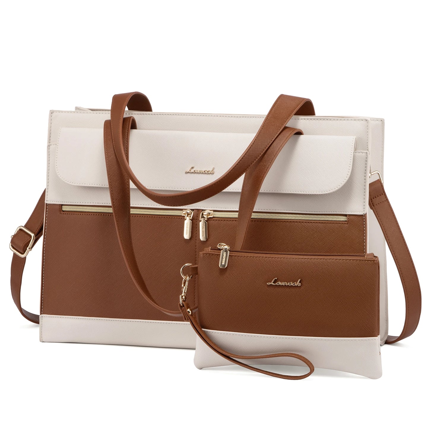 LOVEVOOK PU Leather Computer Briefcase Office Lady Shoulder Tote Handbag Large Capacity Business 15.6 Inch Laptop Bag for Women