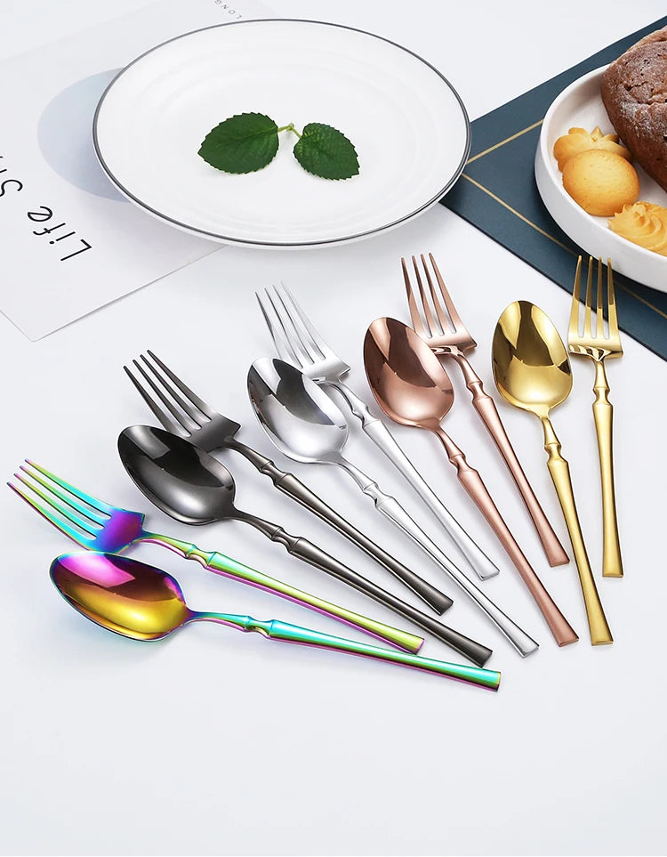 16pcs Cutlery Set Dinnerware Stainless Steel Western Tableware Forks Knives Spoons Silverware Wedding Gift Dishwasher Safe