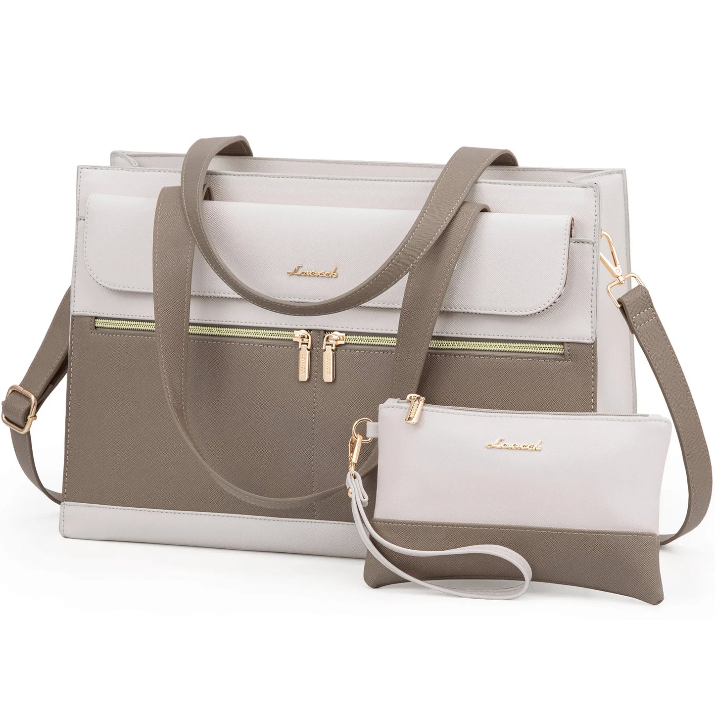 LOVEVOOK PU Leather Computer Briefcase Office Lady Shoulder Tote Handbag Large Capacity Business 15.6 Inch Laptop Bag for Women