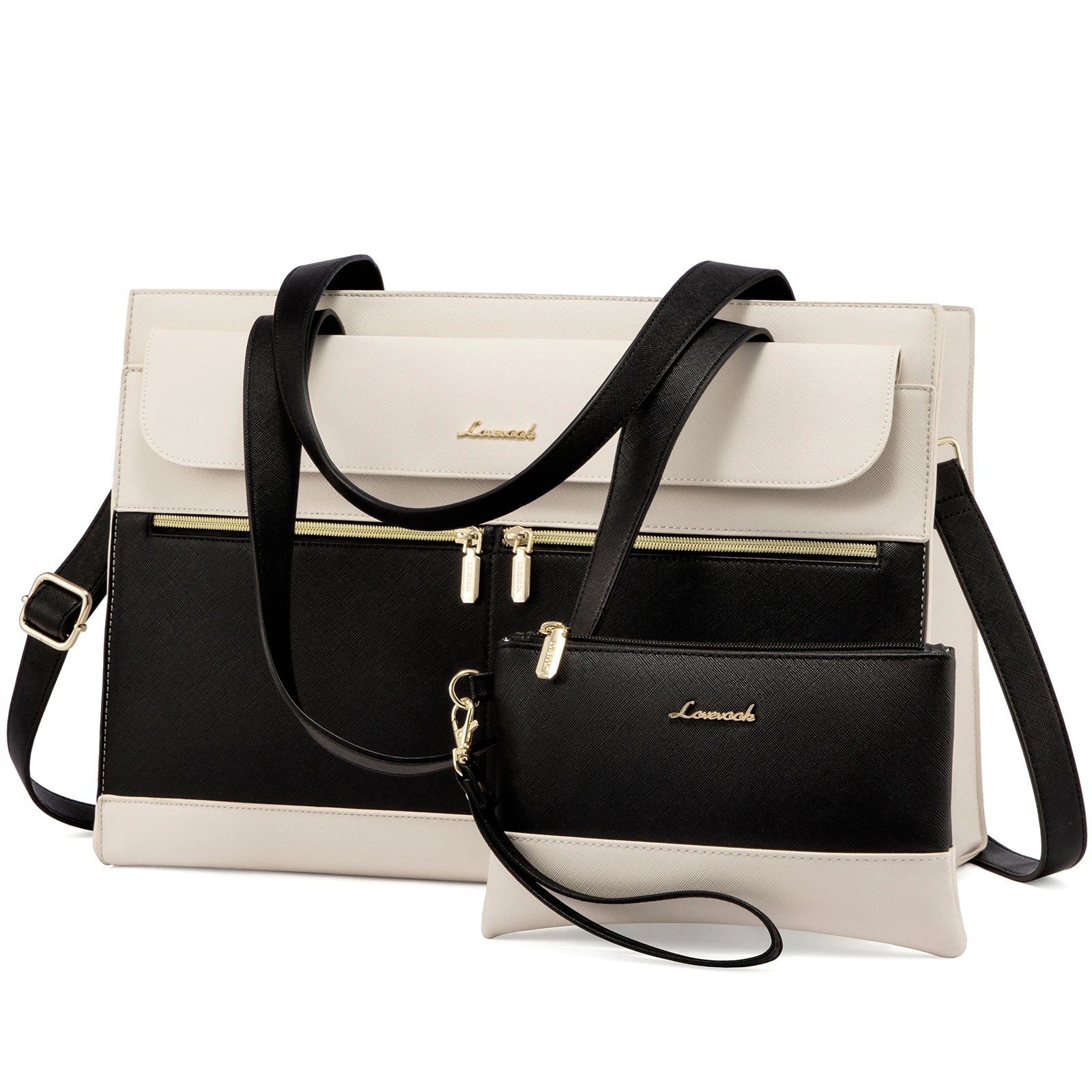 LOVEVOOK PU Leather Computer Briefcase Office Lady Shoulder Tote Handbag Large Capacity Business 15.6 Inch Laptop Bag for Women