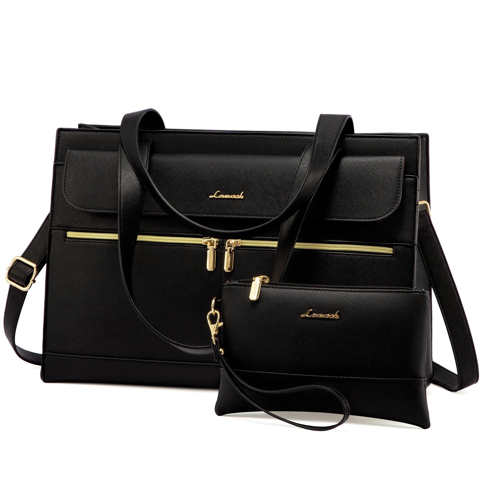 LOVEVOOK PU Leather Computer Briefcase Office Lady Shoulder Tote Handbag Large Capacity Business 15.6 Inch Laptop Bag for Women