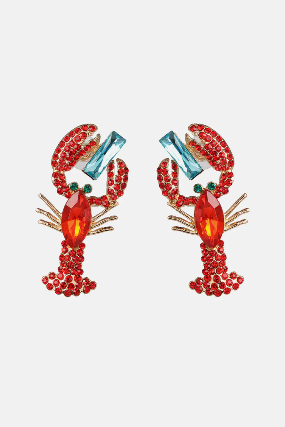 Lobster Shape Glass Stone Dangle Earrings
