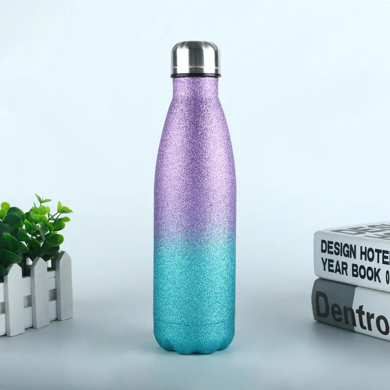 Shiny Gold Stainless Steel Insulated Sports Bottle