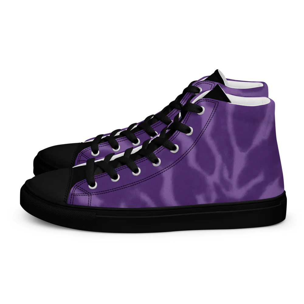 Purple Tie Dye Women's High Top Canvas Shoes