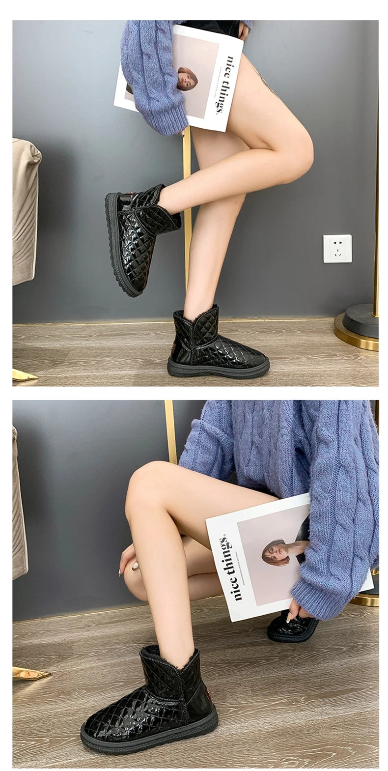 Fur-coated Snow Boots for Women, 2025 New Style, Waterproof and Warm, Cotton Shoes for Winter, Thick and Padded Short Boots