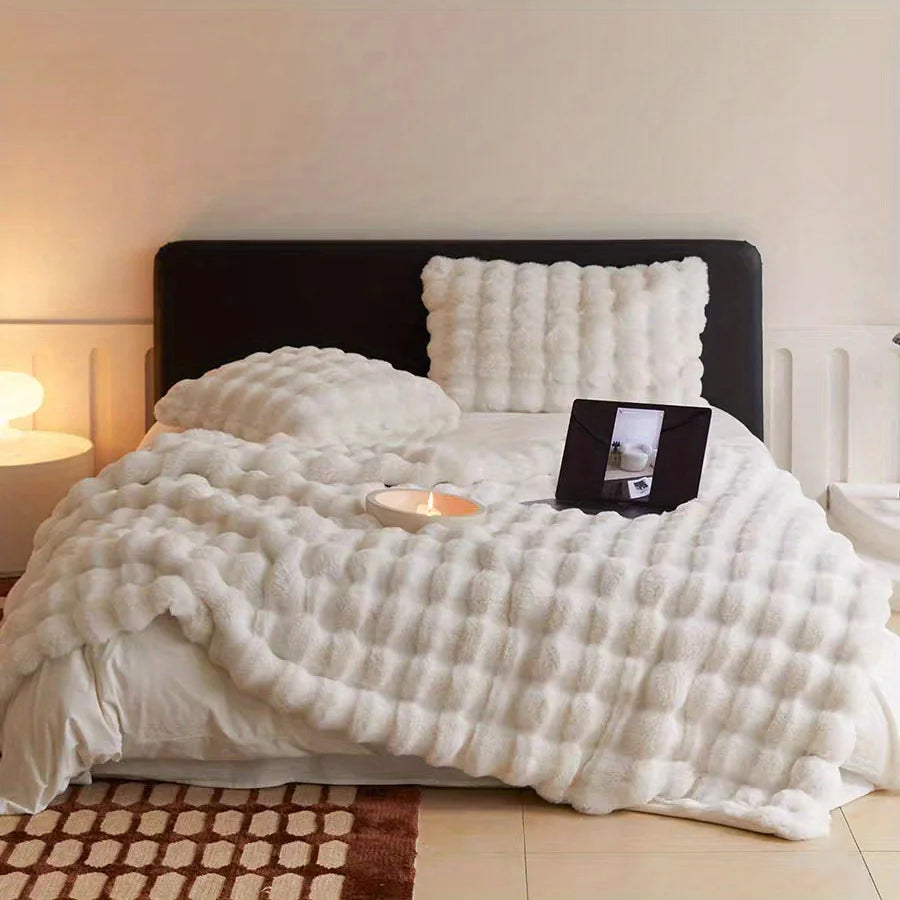Decorate your home with this soft and comfortable plush blanket - the touch of lying on clouds