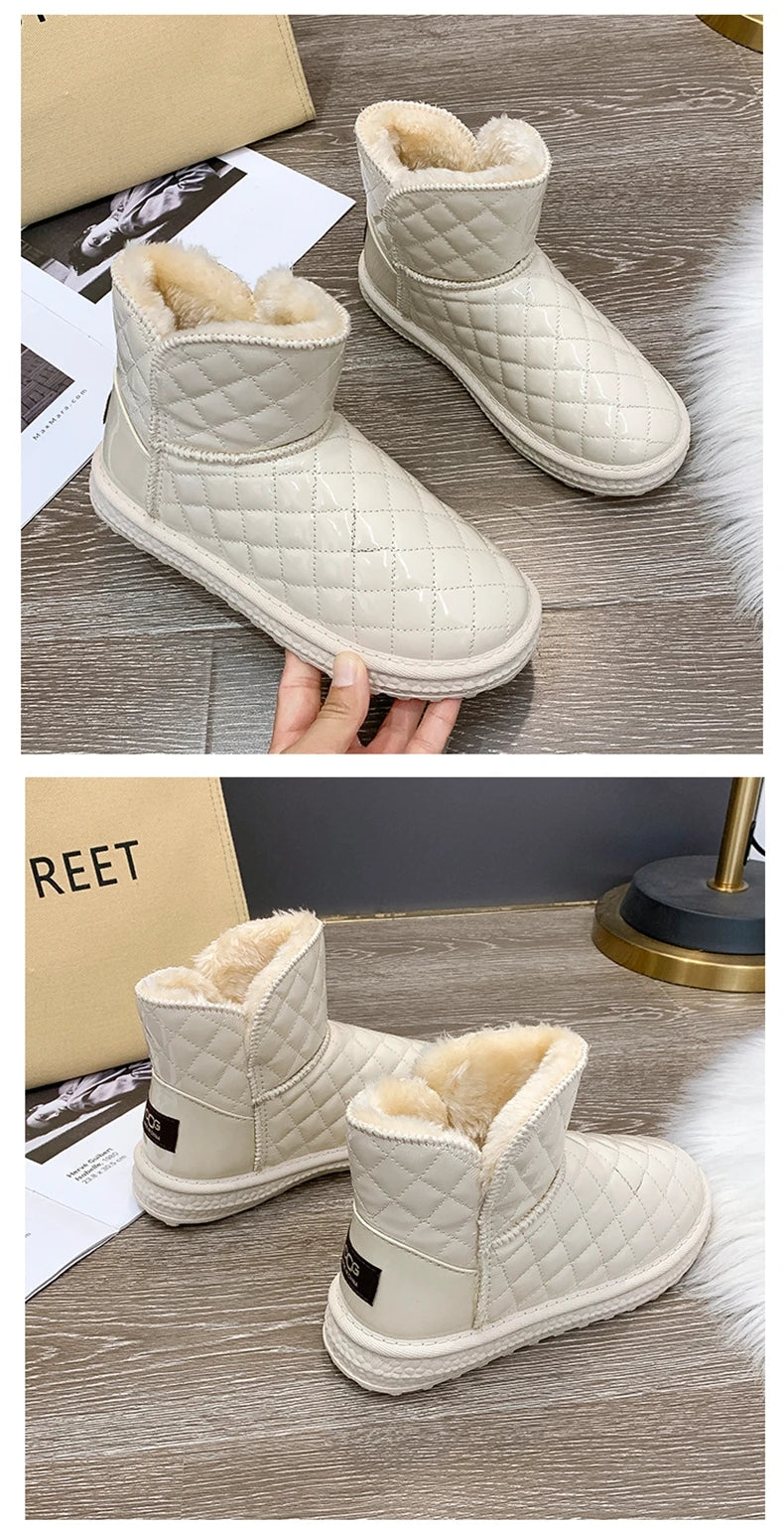 Fur-coated Snow Boots for Women, 2025 New Style, Waterproof and Warm, Cotton Shoes for Winter, Thick and Padded Short Boots