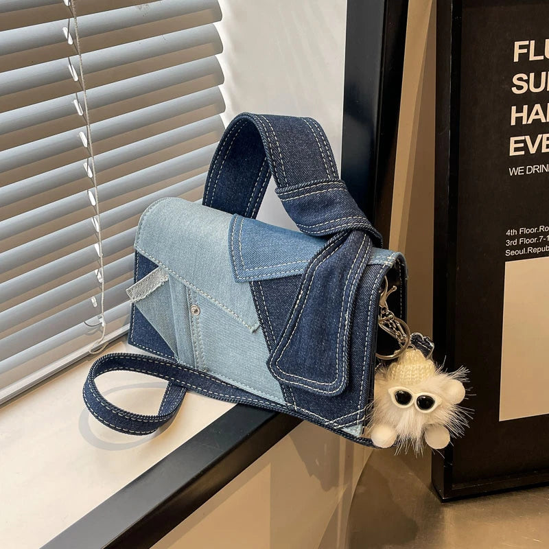 Luxury Designer Jeans Bag Women Denim Crossbody Bags For Women 2024 New Small Square Handbag Knotted Handle Tote Clutch Bag
