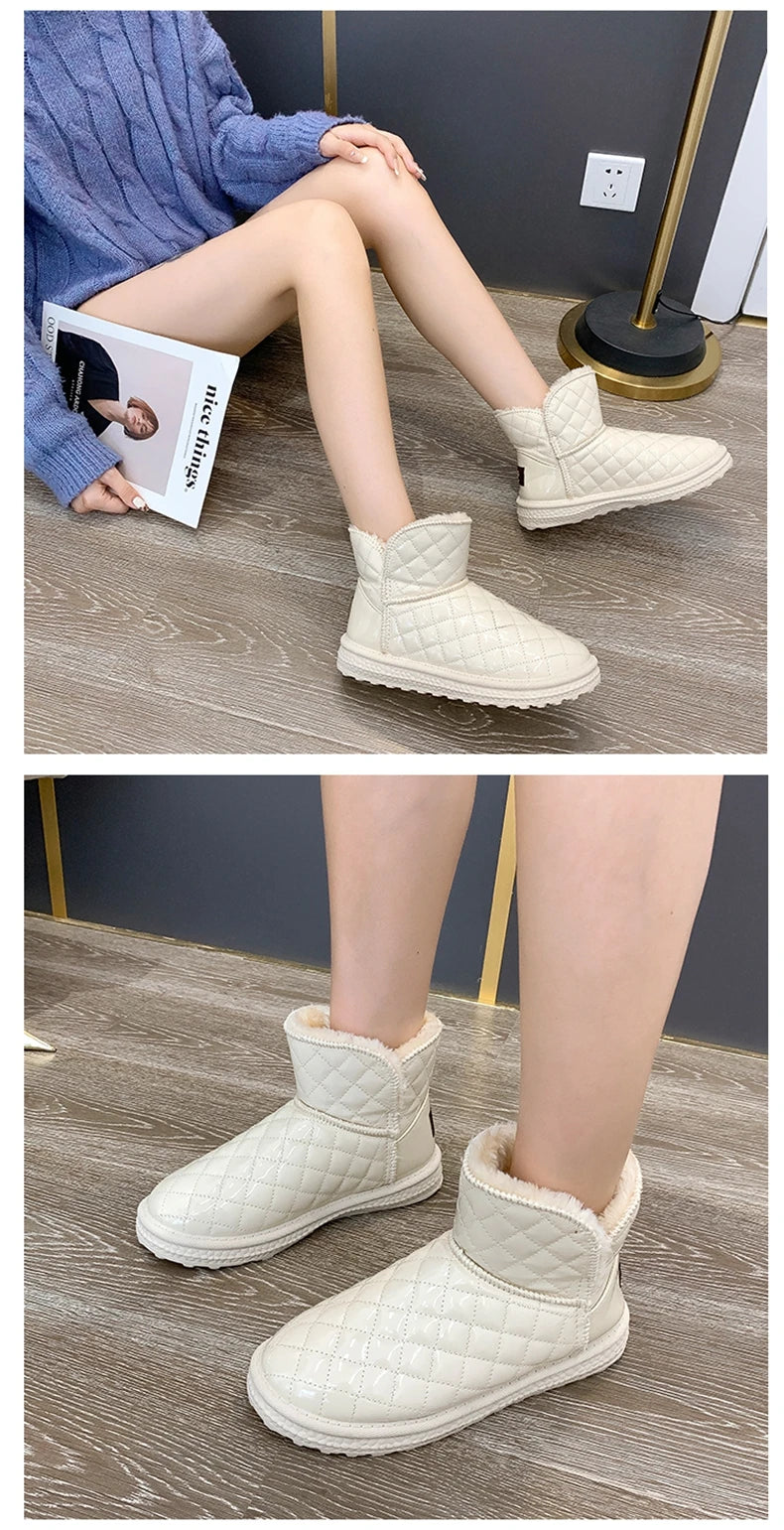 Fur-coated Snow Boots for Women, 2025 New Style, Waterproof and Warm, Cotton Shoes for Winter, Thick and Padded Short Boots
