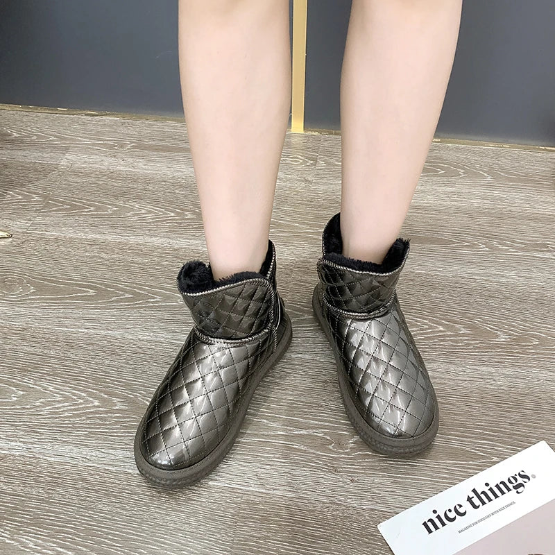 Fur-coated Snow Boots for Women, 2025 New Style, Waterproof and Warm, Cotton Shoes for Winter, Thick and Padded Short Boots