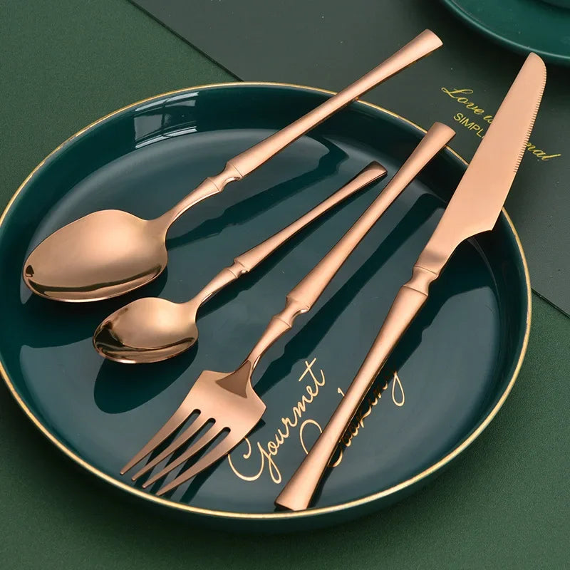 16pcs Cutlery Set Dinnerware Stainless Steel Western Tableware Forks Knives Spoons Silverware Wedding Gift Dishwasher Safe