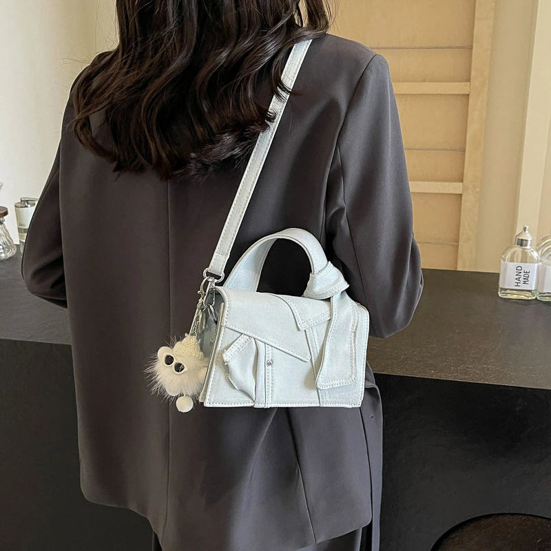 Luxury Designer Jeans Bag Women Denim Crossbody Bags For Women 2024 New Small Square Handbag Knotted Handle Tote Clutch Bag