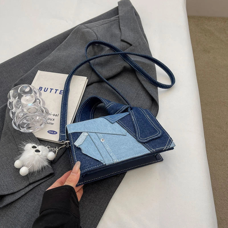 Luxury Designer Jeans Bag Women Denim Crossbody Bags For Women 2024 New Small Square Handbag Knotted Handle Tote Clutch Bag