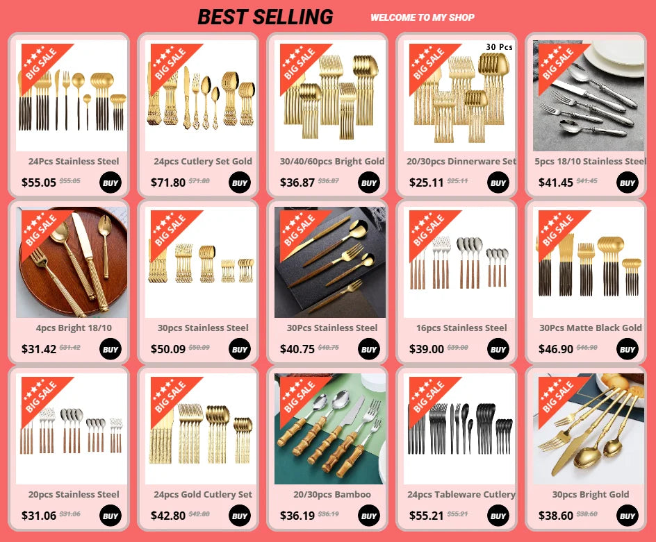 16pcs Cutlery Set Dinnerware Stainless Steel Western Tableware Forks Knives Spoons Silverware Wedding Gift Dishwasher Safe