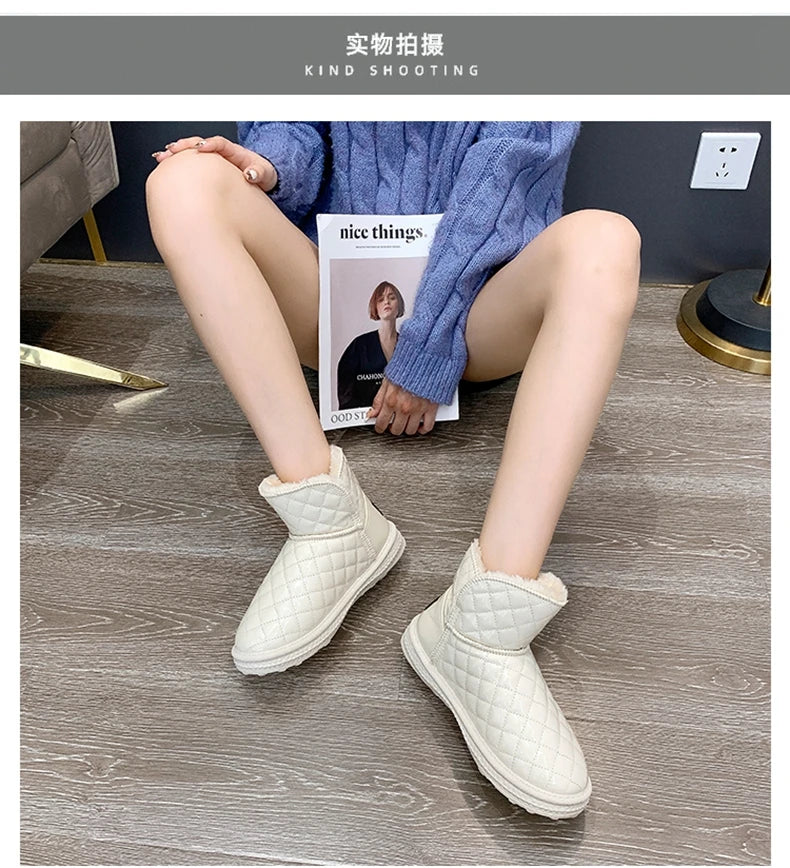 Fur-coated Snow Boots for Women, 2025 New Style, Waterproof and Warm, Cotton Shoes for Winter, Thick and Padded Short Boots