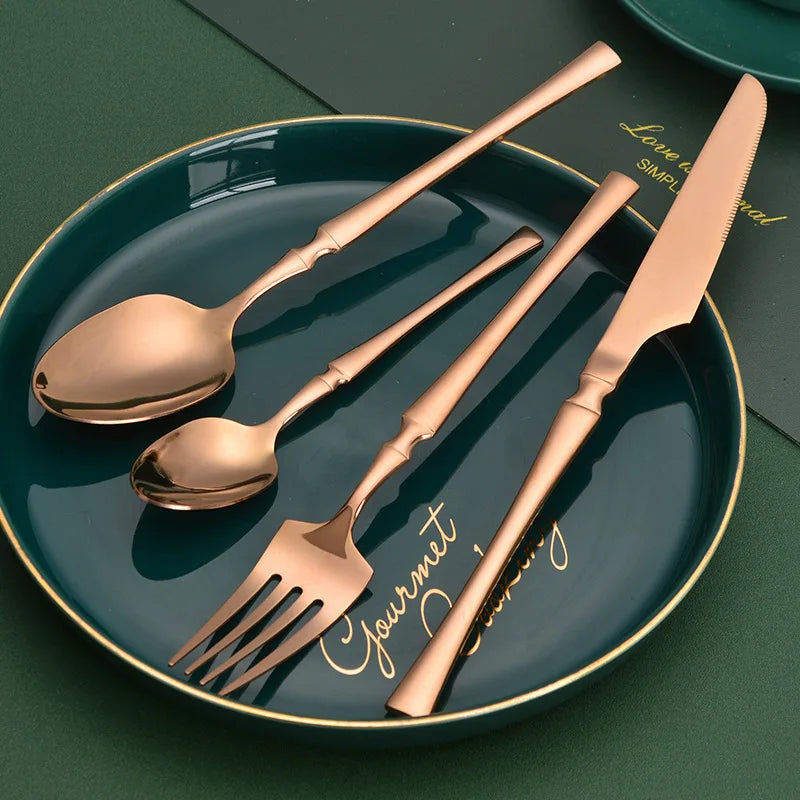 16pcs Cutlery Set Dinnerware Stainless Steel Western Tableware Forks Knives Spoons Silverware Wedding Gift Dishwasher Safe