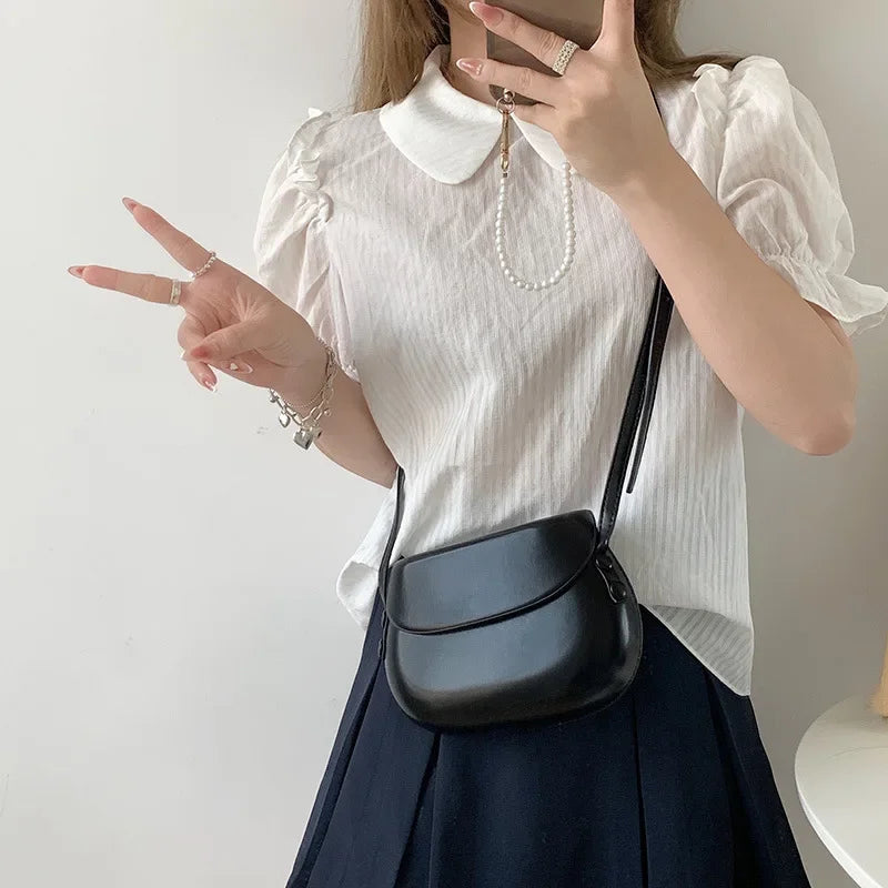 Candy Color Women Saddle Shoulder Bag Portable Female Clutch Purse Handbags Crossbody Bag Fashion Ladies Small Messenger Bags