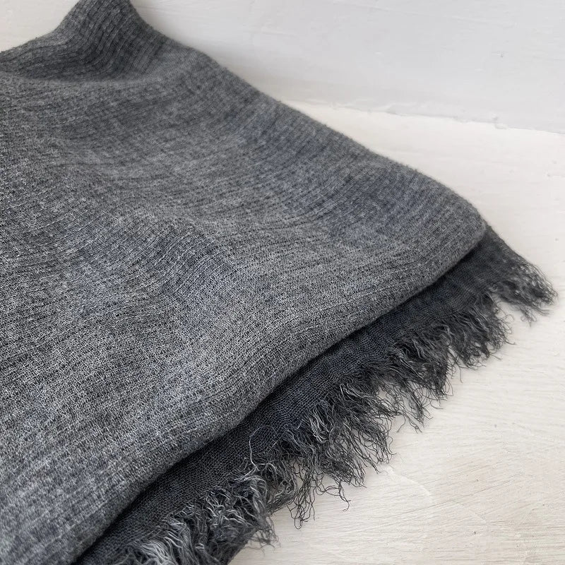 Scarf Women's Autumn Literary and Artistic Fresh and Versatile Contrasting Color Striped Texture Same Cotton Linen Thin Shawl