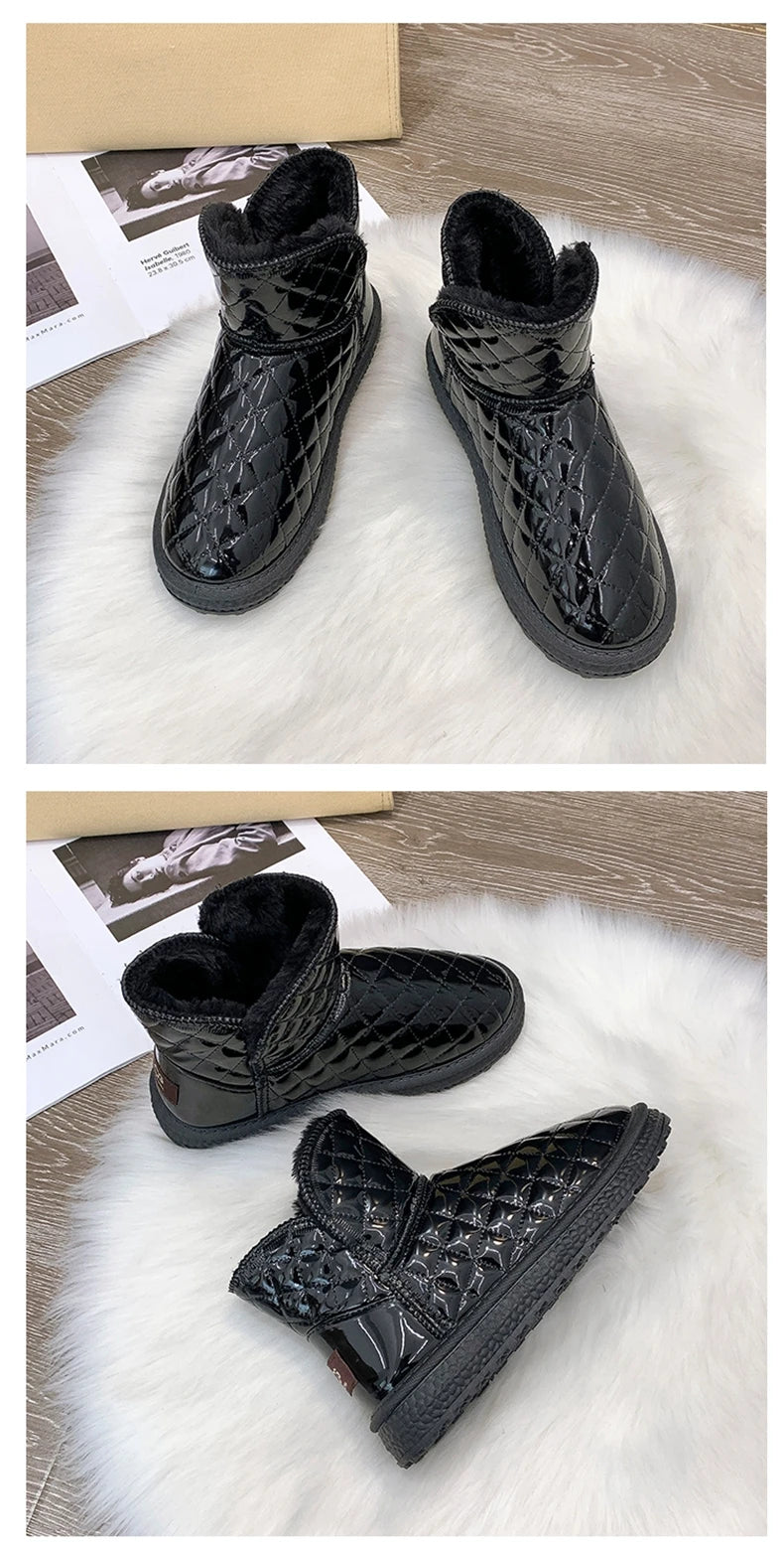 Fur-coated Snow Boots for Women, 2025 New Style, Waterproof and Warm, Cotton Shoes for Winter, Thick and Padded Short Boots