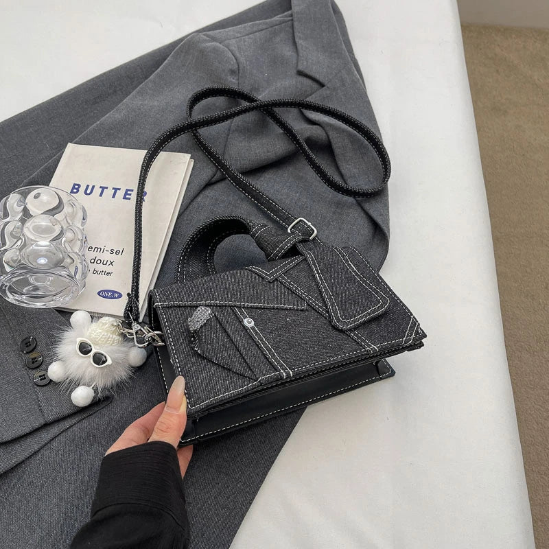 Luxury Designer Jeans Bag Women Denim Crossbody Bags For Women 2024 New Small Square Handbag Knotted Handle Tote Clutch Bag