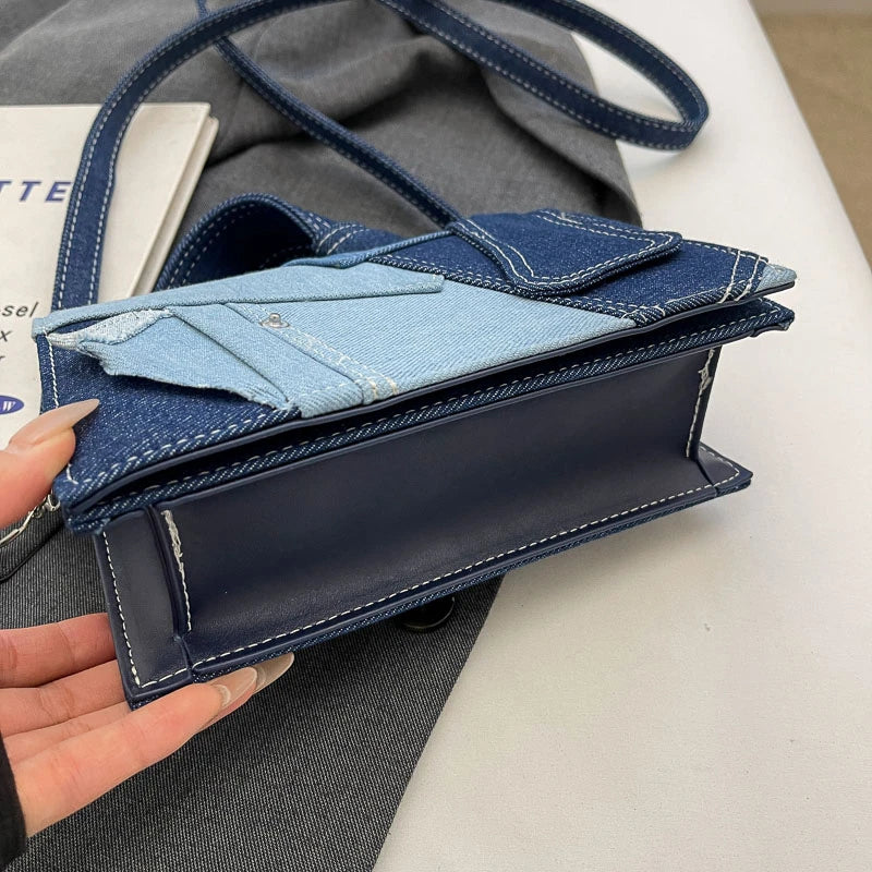 Luxury Designer Jeans Bag Women Denim Crossbody Bags For Women 2024 New Small Square Handbag Knotted Handle Tote Clutch Bag