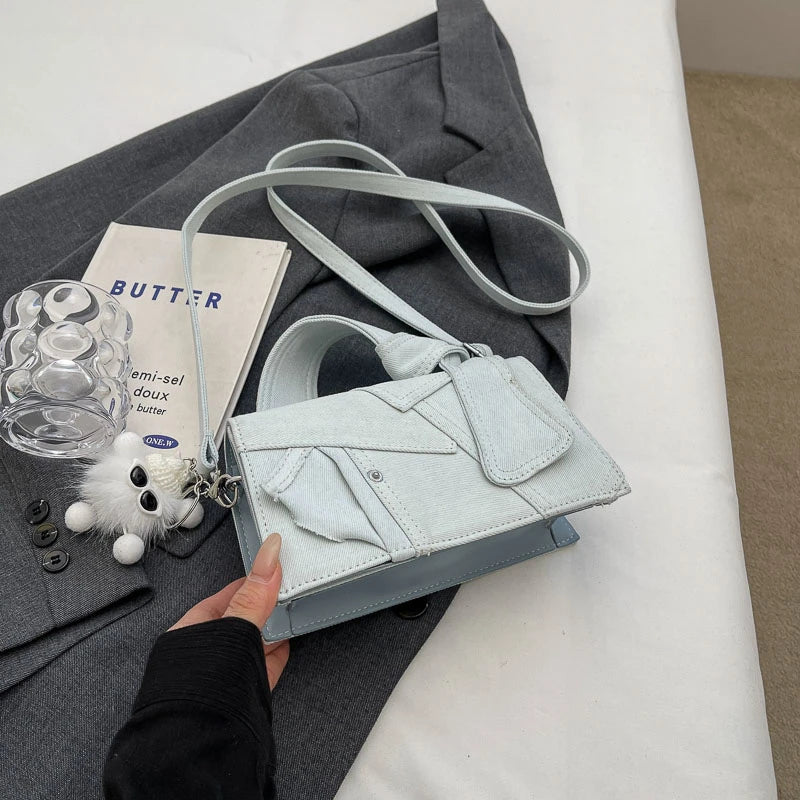 Luxury Designer Jeans Bag Women Denim Crossbody Bags For Women 2024 New Small Square Handbag Knotted Handle Tote Clutch Bag