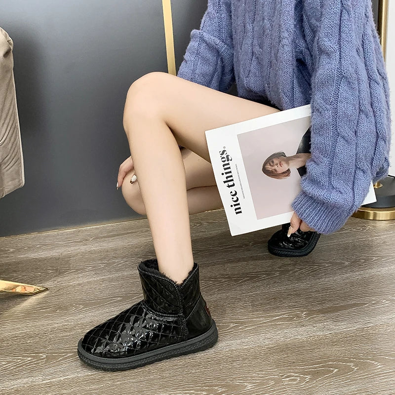 Fur-coated Snow Boots for Women, 2025 New Style, Waterproof and Warm, Cotton Shoes for Winter, Thick and Padded Short Boots