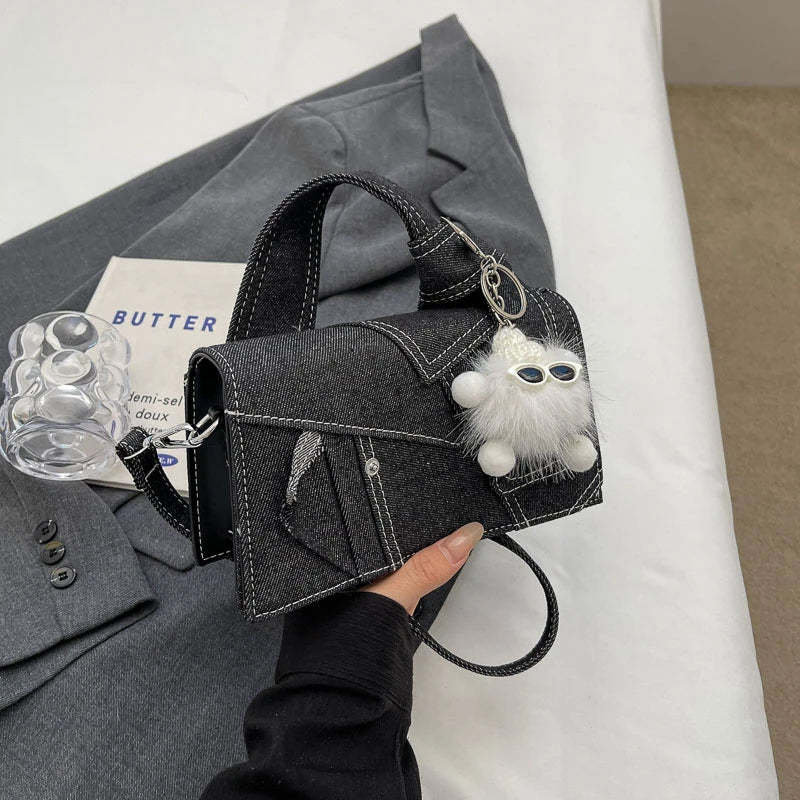 Luxury Designer Jeans Bag Women Denim Crossbody Bags For Women 2024 New Small Square Handbag Knotted Handle Tote Clutch Bag