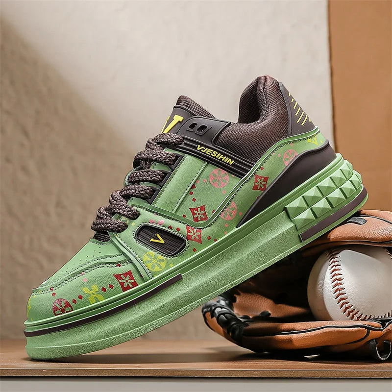 2025 Spring New Men's Shoes Fashion Printed Casual Board Shoes Thick Soles Increase All Comfortable Sports Shoes