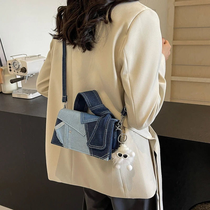 Luxury Designer Jeans Bag Women Denim Crossbody Bags For Women 2024 New Small Square Handbag Knotted Handle Tote Clutch Bag