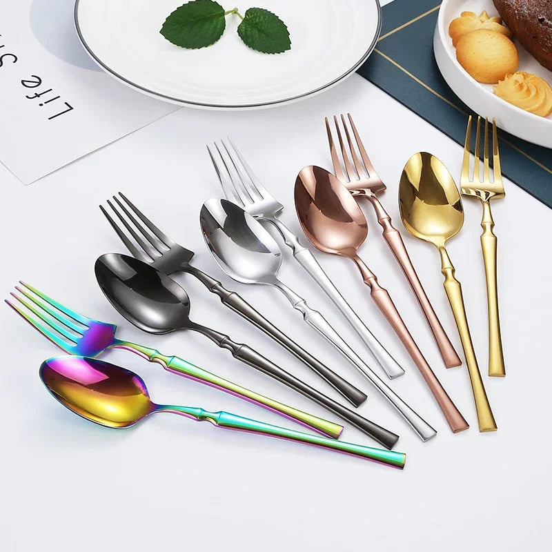 16pcs Cutlery Set Dinnerware Stainless Steel Western Tableware Forks Knives Spoons Silverware Wedding Gift Dishwasher Safe