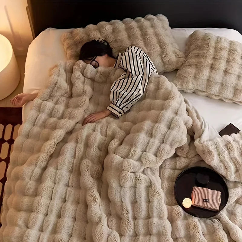 Decorate your home with this soft and comfortable plush blanket - the touch of lying on clouds