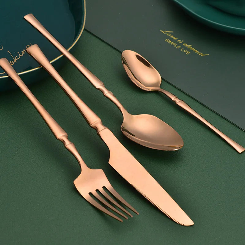 16pcs Cutlery Set Dinnerware Stainless Steel Western Tableware Forks Knives Spoons Silverware Wedding Gift Dishwasher Safe