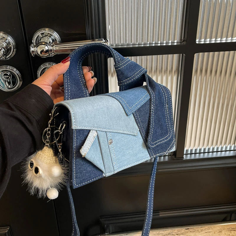Luxury Designer Jeans Bag Women Denim Crossbody Bags For Women 2024 New Small Square Handbag Knotted Handle Tote Clutch Bag