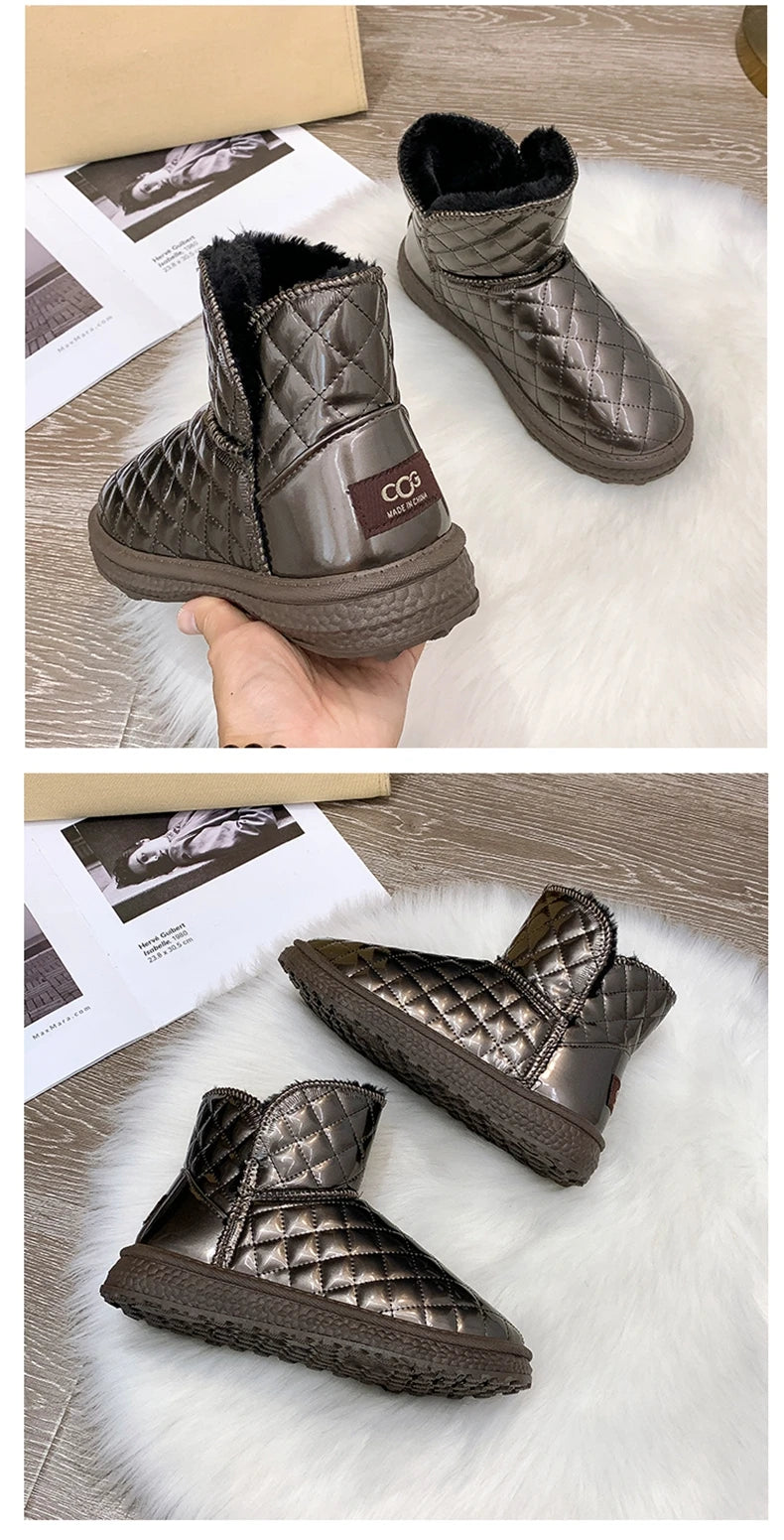 Fur-coated Snow Boots for Women, 2025 New Style, Waterproof and Warm, Cotton Shoes for Winter, Thick and Padded Short Boots