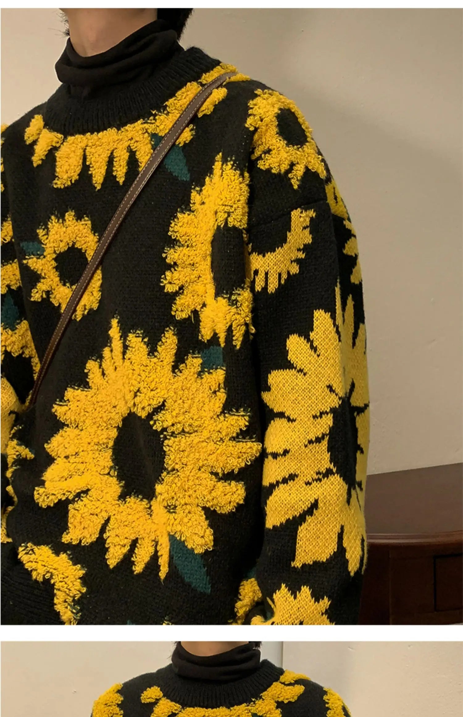 2024 Sweater Winter Sunflower Warm Sweaters  Fashion Male O-Neck Pullovers Sweater Men Loose Casual Sweater Thick Knitted Unisex