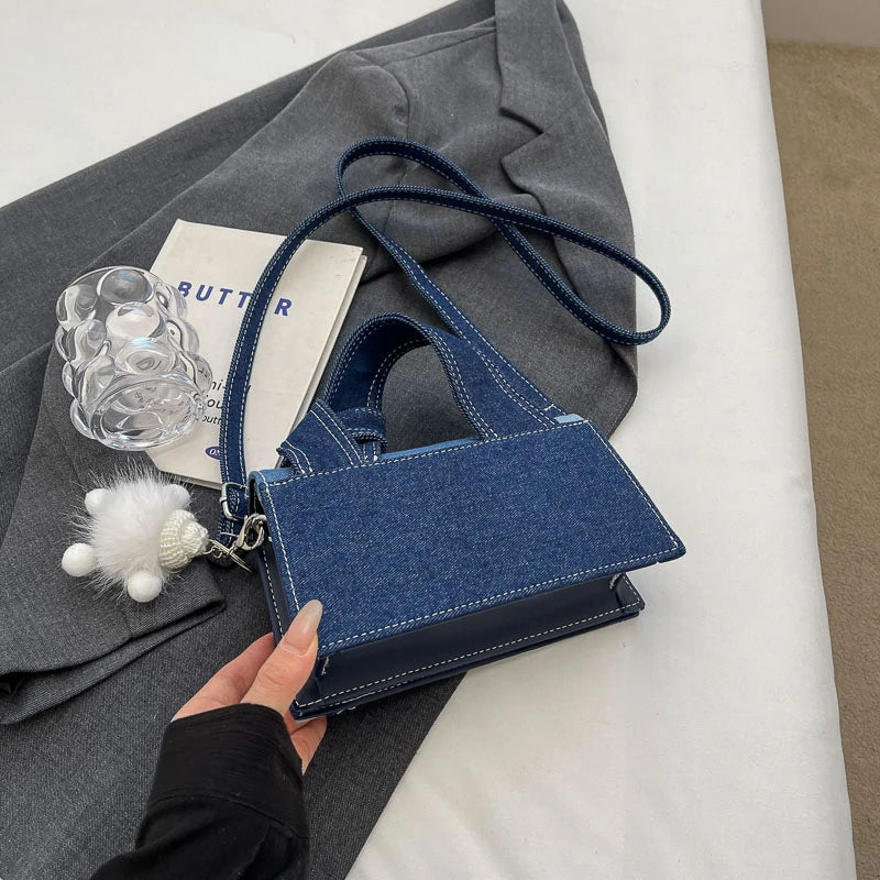 Luxury Designer Jeans Bag Women Denim Crossbody Bags For Women 2024 New Small Square Handbag Knotted Handle Tote Clutch Bag