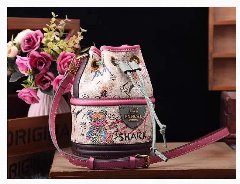 Graffiti Woman Shoulder Bags Large Capacity Female Bucket Bag High Quality Crossbody Bags for Women Luxury Ladies Handbags