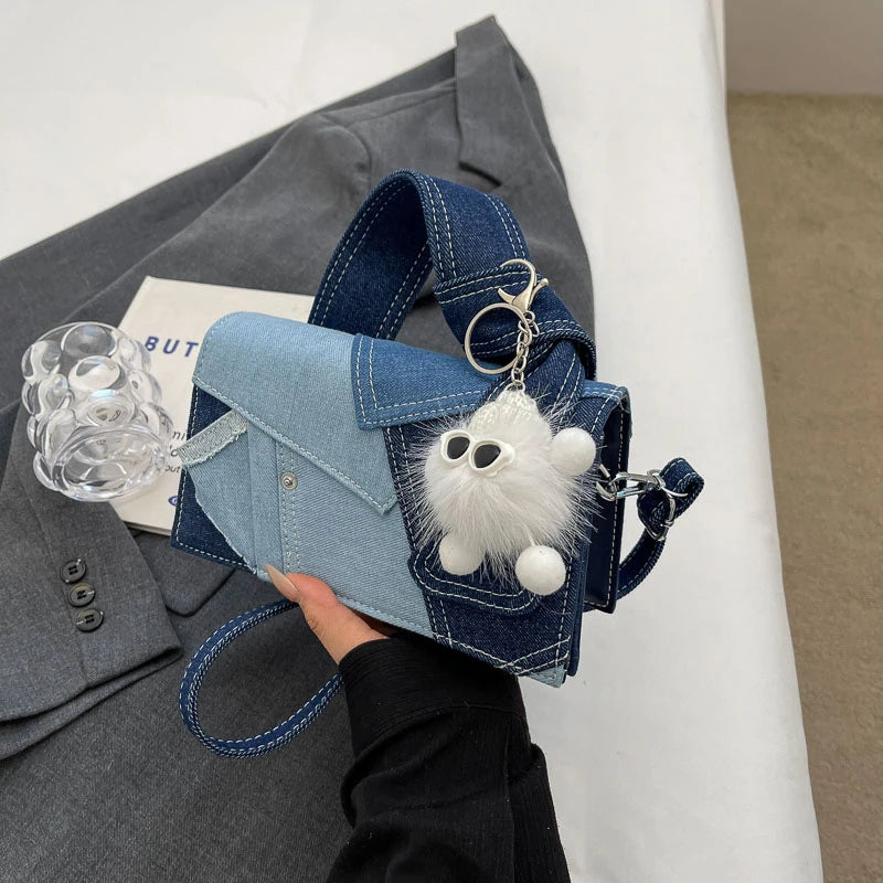 Luxury Designer Jeans Bag Women Denim Crossbody Bags For Women 2024 New Small Square Handbag Knotted Handle Tote Clutch Bag