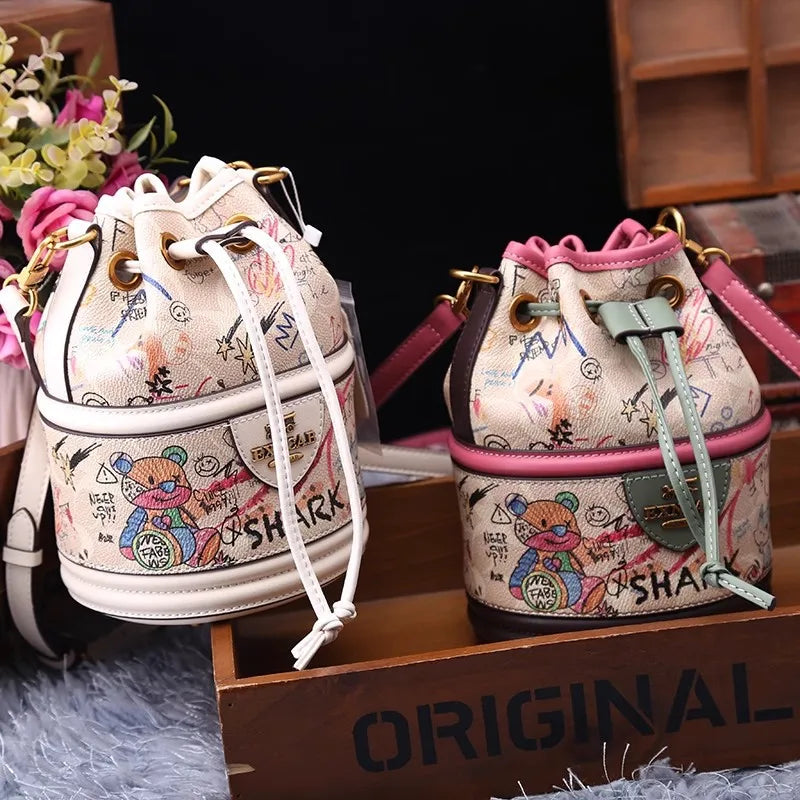 Graffiti Woman Shoulder Bags Large Capacity Female Bucket Bag High Quality Crossbody Bags for Women Luxury Ladies Handbags
