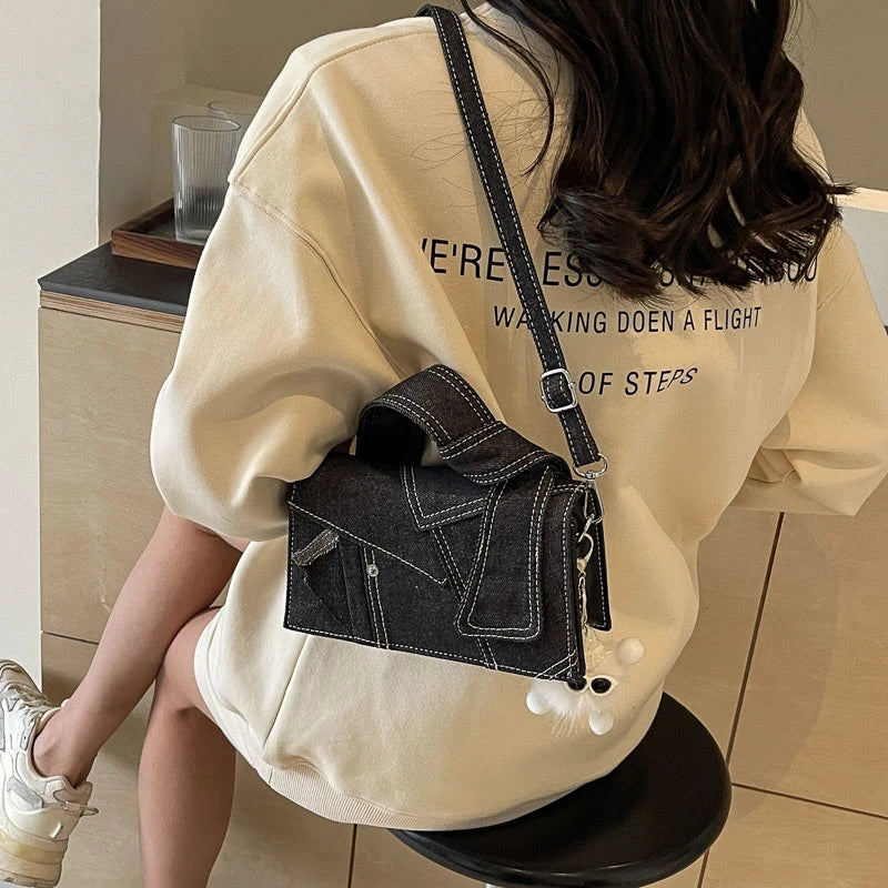 Luxury Designer Jeans Bag Women Denim Crossbody Bags For Women 2024 New Small Square Handbag Knotted Handle Tote Clutch Bag